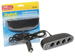 Разветвитель прикуривателя Dollex Разветвитель прикуривателя DolleX, на 4 гнезда + USB | Артикул PR62